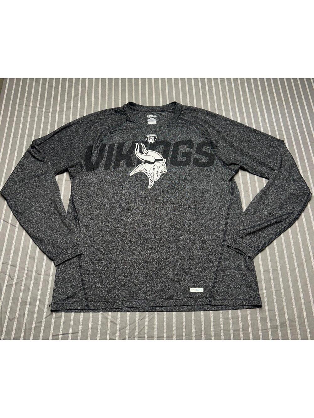 Reebok Minnesota Vikings NFL long-sleeve t-shirt heathered gray Men's Large